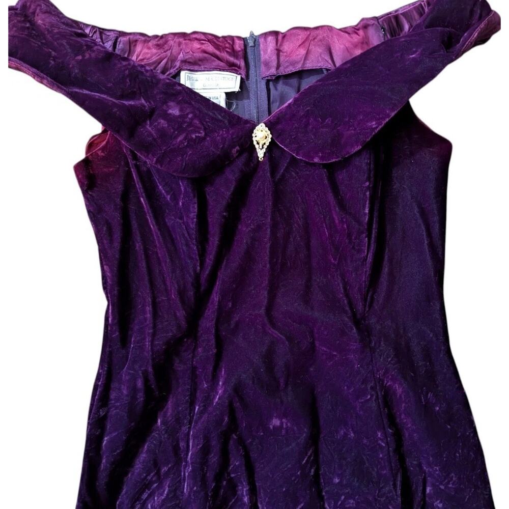 Vintage Jessica McClintock Gunne Sax Velvet Long Evening Dress Deep Purple 7 9 - Picture 4 of 11